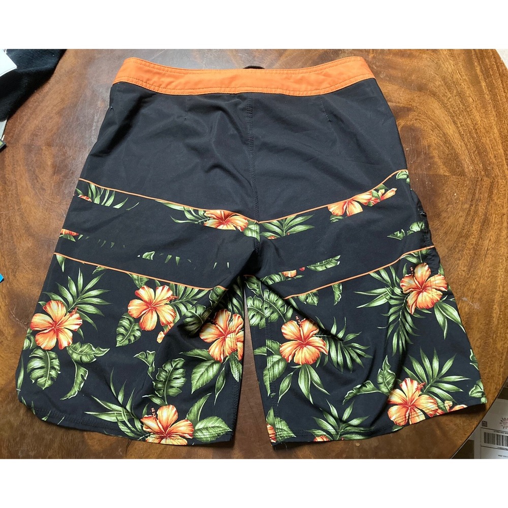 Ron Jon Surf Board Shorts Floral Pattern Size 28 Side Zip Pocket Preowned - Picture 9 of 11